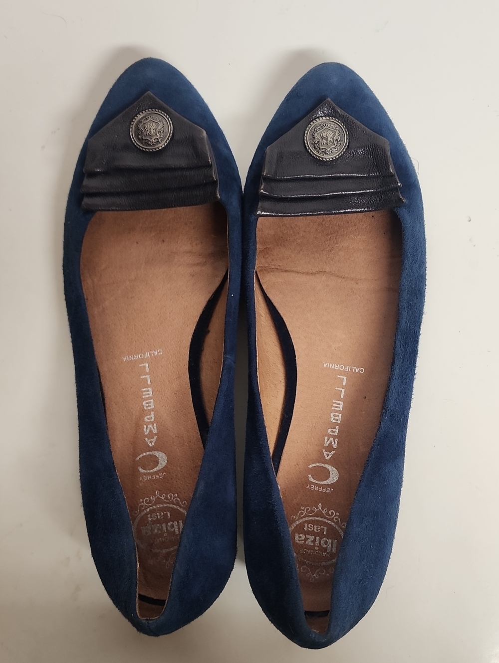 Jeffrey Campbell Deep Navy Suede Pointed Toe Flats with Leather Trim Size 8.5 - Picture 10 of 10